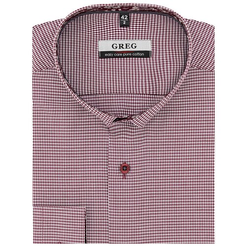 фото Рубашка мужская длинный рукав greg 613/131/4809/z/b/1p, полуприталенный силуэт / regular fit, цвет красный, рост 174-184, размер ворота 42