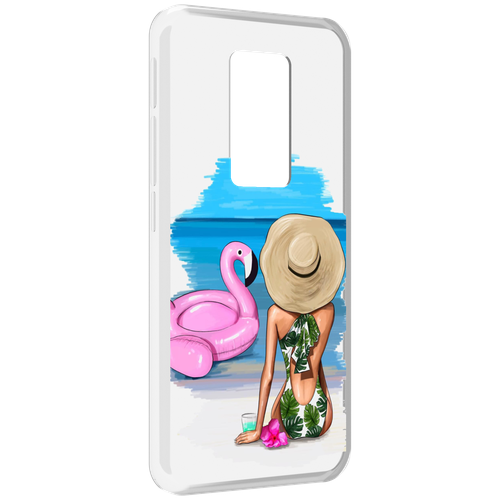 Чехол MyPads Девушка-и-фламинго женский для Motorola Defy 2021 задняя-панель-накладка-бампер