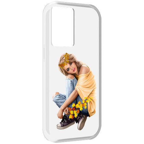 Чехол MyPads девушка-в-цветочками женский для OnePlus Nord N20 SE задняя-панель-накладка-бампер