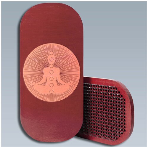 фото Доска с гвоздями садху для йоги / овал / поза лотоса - 1863 / красная чакра