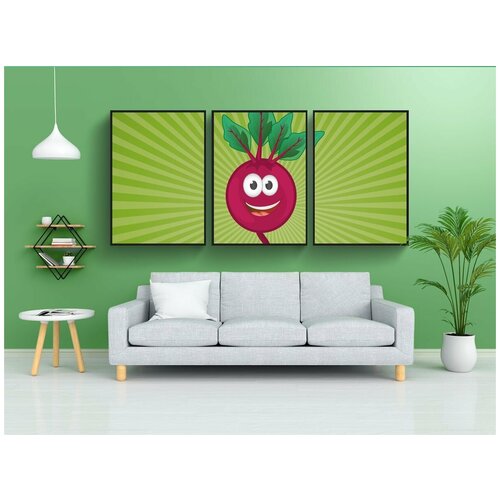 фото Набор модулных постеров для интерьера "свекла, овощ, красный" 60x90 см. в тубусе, без рамки lotsprints