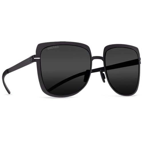 Титановые солнцезащитные очки GRESSO Bertha - квадратные / черные