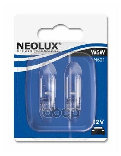 Лампа Neolux W5w N501 5w 12v W2.1x9.5d 5xfs10 Osram арт. N501