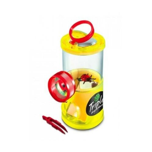 Банка для насекомых Обзор с трех сторон с лупами 2x-4x и букашкой Navir