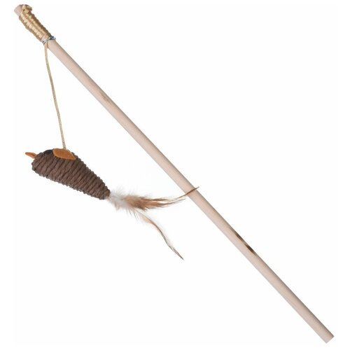 Игрушка для кошек Грызлик Ам дразнилка Птичка ECO с перьями и колокольчиком 40 см (1 шт)