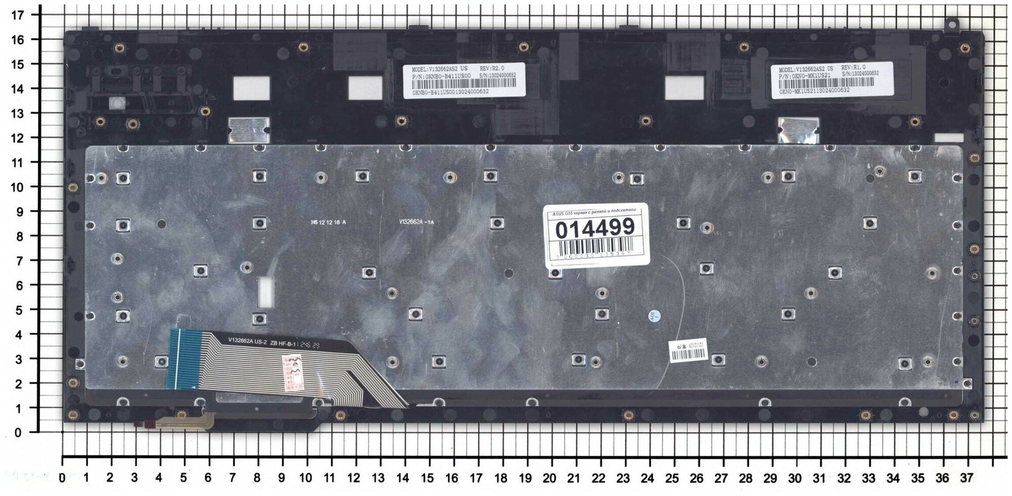 Клавиатура для ноутбука ASUS V132662AS2 черная с рамкой и подсветкой