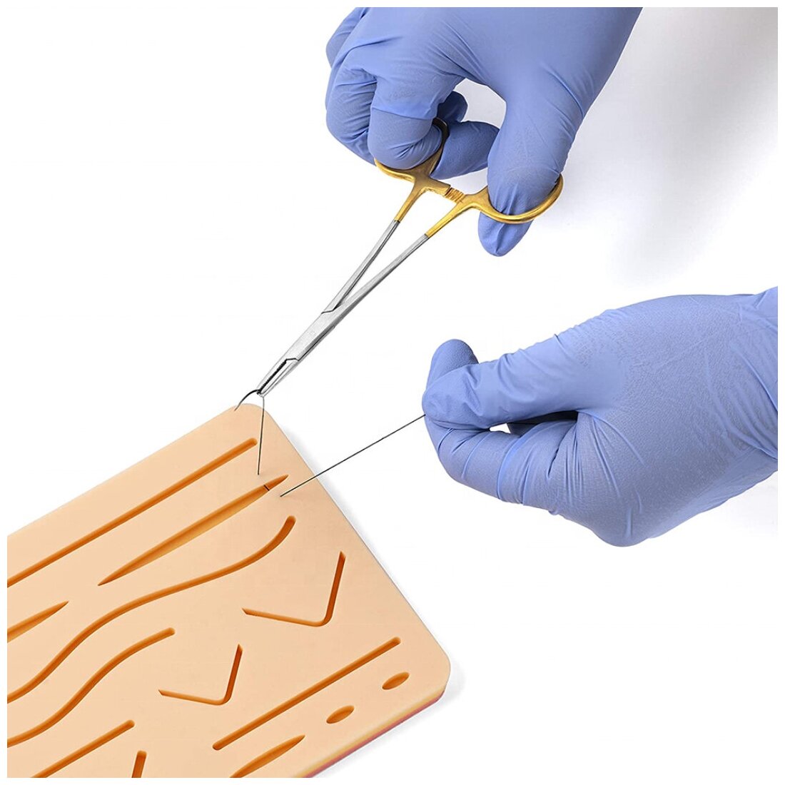 Хирургический тренажер Arma Dental Study Model для шитья, для отработки навыков наложения швов из силикона на подставке (симулятор кожи)