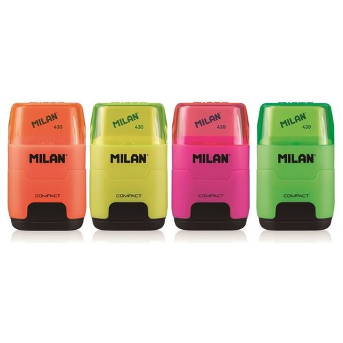 Ластик -точилка Milan Compact Fluo, цв в асс 4719116 2 шт. ластик точилка milan compact fluo цвет в ассорт блистер bym10380