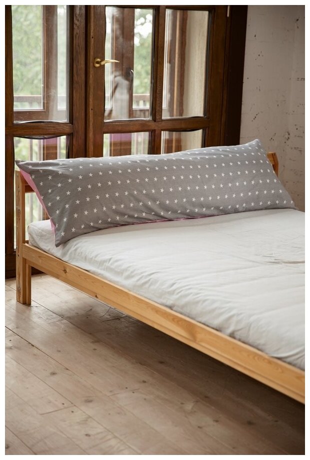 Body Pillow Подушка для сна 150х50 см / Дакимакура / со съёмной наволочкой "Звезды серый-розовый" - фотография № 5