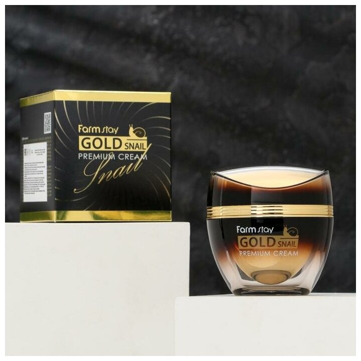 Farmstay Gold Snail Premium Cream Премиальный крем для лица с золотом и муцином улитки, 50 мл - фотография № 5