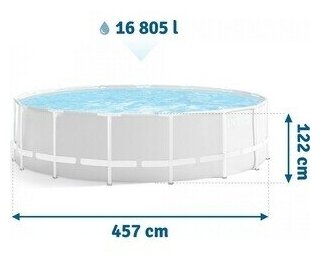Каркасный бассейн Prism Frame 457х122см "Greywood" 16805л, фил.-насос 3785л\ч, лестница, тент, подстилка - фотография № 3