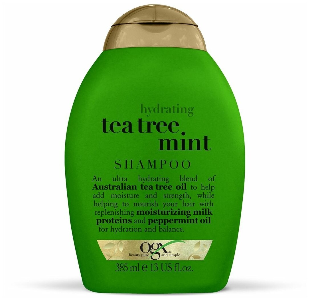 фото OGX Освежающий шампунь для кожи головы с маслом Чайного дерева и мятой / Extra Strength Refreshing Scalp + Teatree Mint Shampoo 385 мл