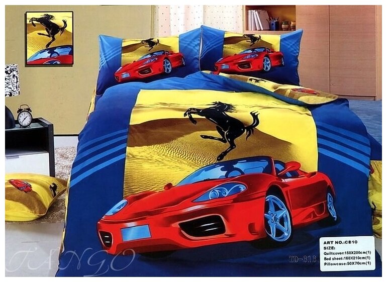 Camomilla комплект постельного белья "Ferrari на синем"
