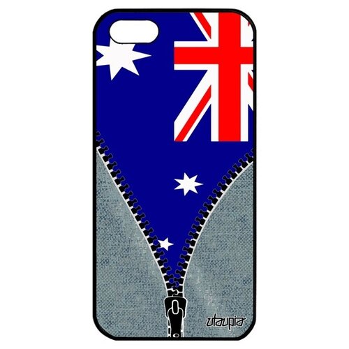 фото Противоударный чехол на мобильный // apple iphone 5 5s se (2016) // "флаг австралии на молнии" государственный стиль, utaupia, серый