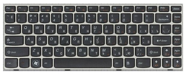 Клавиатура для ноутбука Lenovo 25-010743 черная с серебристой рамкой