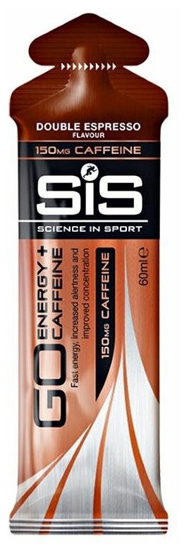 SiS, Гель изотонический углеводный с кофеином 150мг GO ENERGY+CAFFEINE GEL, 60мл (двойной эспрессо)