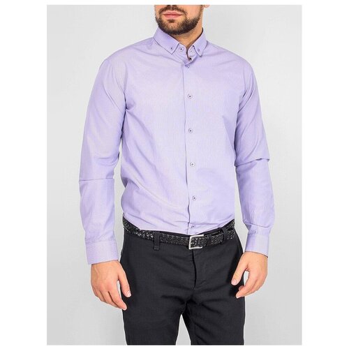 фото Рубашка мужская длинный рукав greg 771/139/974/z/b/1_gb, полуприталенный силуэт / regular fit, цвет сиреневый, рост 174-184, размер ворота 45
