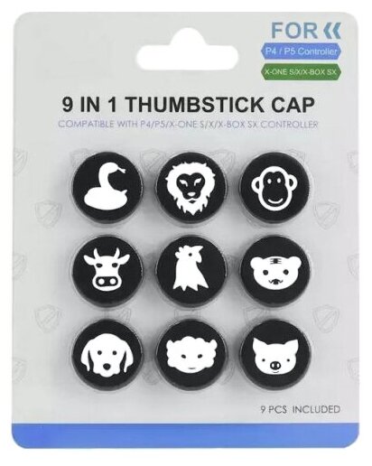 Комплект насадок на стики Thumbstick Cap 9 in 1 (PS4 / PS5 / Xbox One / Series)