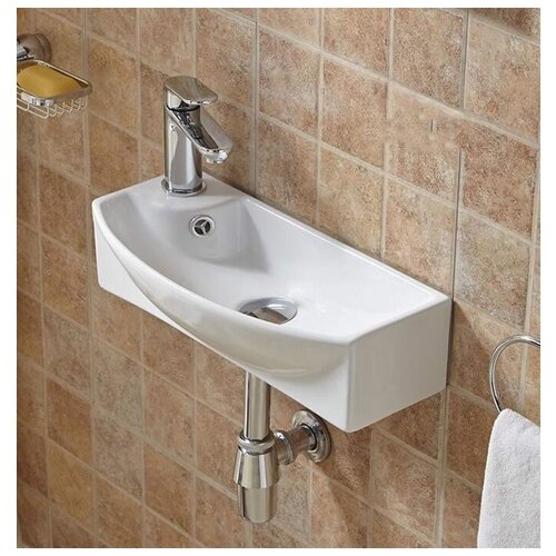 фото Раковина ceramalux подвесная 7946r, белый, с переливом