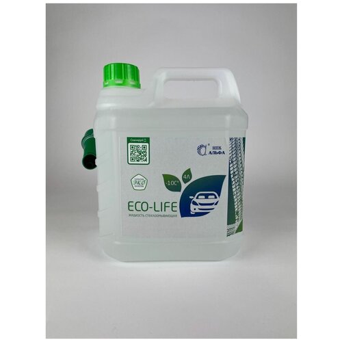Зимняя стеклоомывающая жидкость Eco-Life, -10, 4 литра, с лейкой