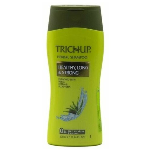 Trichup Herbal Shampoo HEALTHY, LONG  STRONG, Vasu / Тричуп Травяной шампунь здоровые длинные И сильные, Обогащен Нимом, Хной и Алоэ (алое) Вера, Васу / 200 мл.