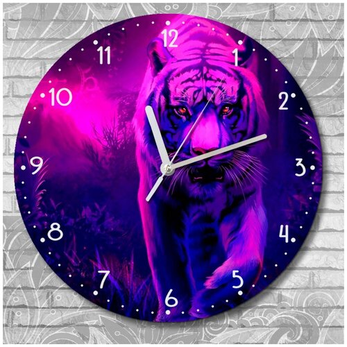 Настенные часы УФ фэнтези животные кошки тигр - 3037