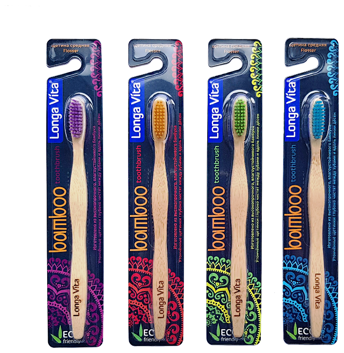 Зубная щетка LONGA VITA бамбуковая для взрослых medium