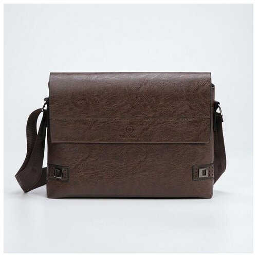 фото Сумка мужская, отдел на молнии, наружный карман, цвет коричневый mikimarket