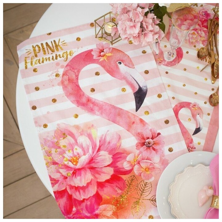 Полотенце "Этель" Pink flamingo 40х67 см, 100% хл, саржа 190 гр/м2 - фотография № 6