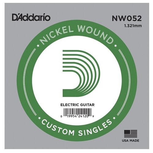 NW052 Nickel Wound Отдельная струна для электрогитары, .052, D'Addario