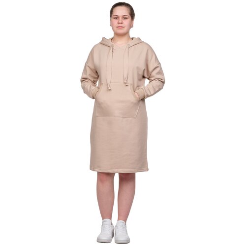 фото Платье instance с капюшоном бежевое (футер)_50