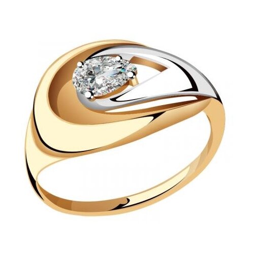 фото Золотое кольцо золотые узоры 01-7442 с цирконием diamant-online