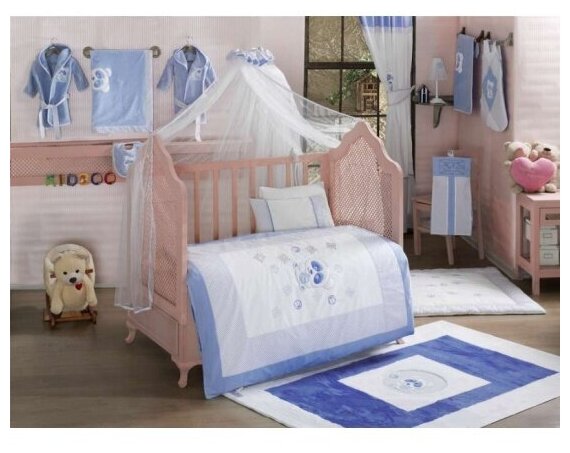 Комплект постельного белья Kidboo Panda, цвет: голубой 3 предмета - фото №1