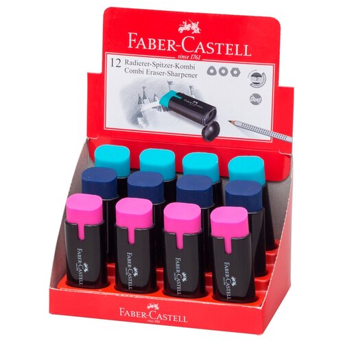 Точилка пластиковая с ластиком Faber-Castell 