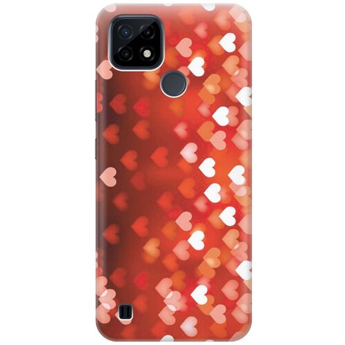 фото Ультратонкий силиконовый чехол-накладка для realme c21 с принтом "бокэ из красных сердечек" gosso