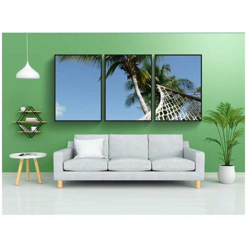 фото Набор модулных постеров для интерьера "гамак, пальма, перспектива" 60x90 см. в тубусе, без рамки lotsprints