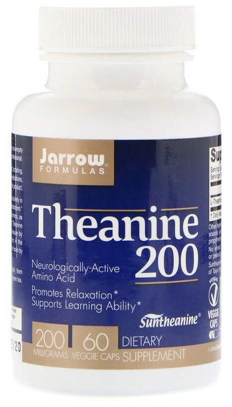Jarrow Formulas Theanine 200 (Теанин) 200 мг 60 вег капсул (Jarrow Formulas)