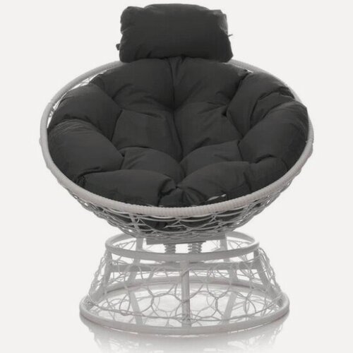 Изображение товара Кресло M-group м-групп папасан пружинка мини с ротангом белое, серая подушка