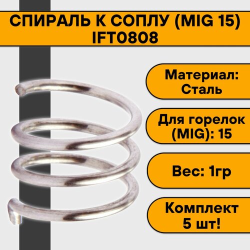 Спираль к соплу (MIG 15) IFT0808 (5 шт) спираль к соплу ms 15 5 шт сварог