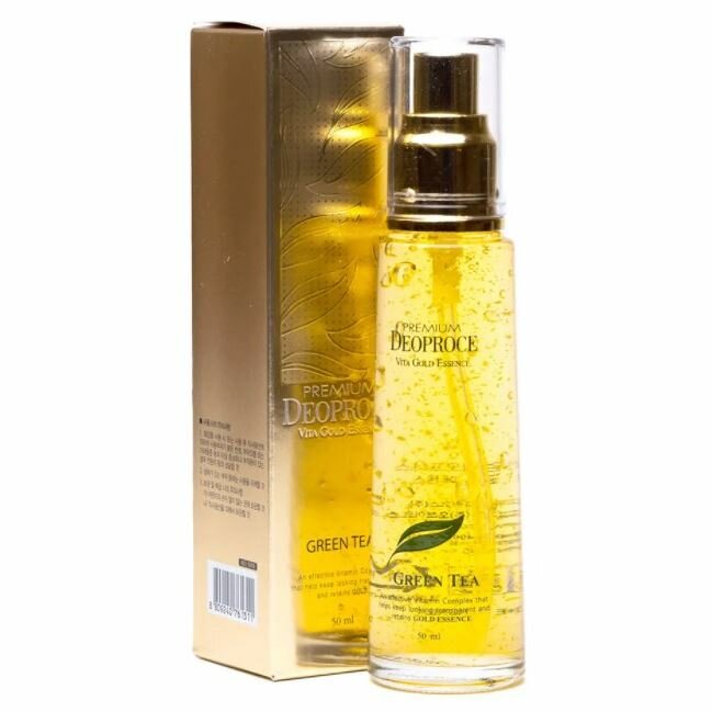 Сыворотка Deoproce Natural Skin Premium Vita Gold Essence Green Tea, Питательная эссенция с экстрактом зеленого чая, 50 мл