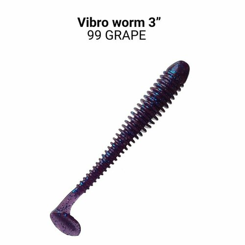 Силиконовая приманка Crazy Fish Vibro worm 3 11-75-99-6, Кальмар, 5 шт. силиконовая приманка мягкая съедобная crazy fish vibro worm 3 75 мм 11 75 14 6 5 шт