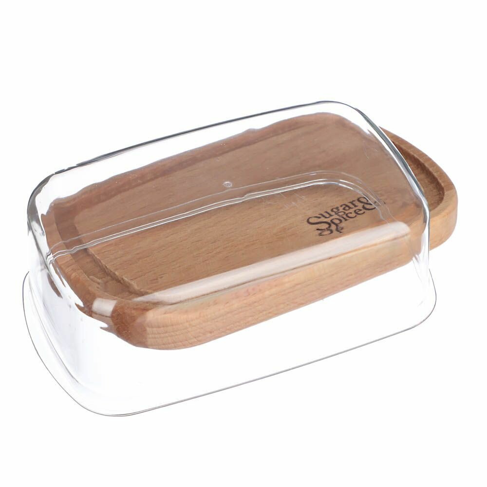 Масленка Sugar&Spice Rosemary, 9,5х18х6,5см, для сливочного масла, с крышкой, пластик, дерево — фото 1