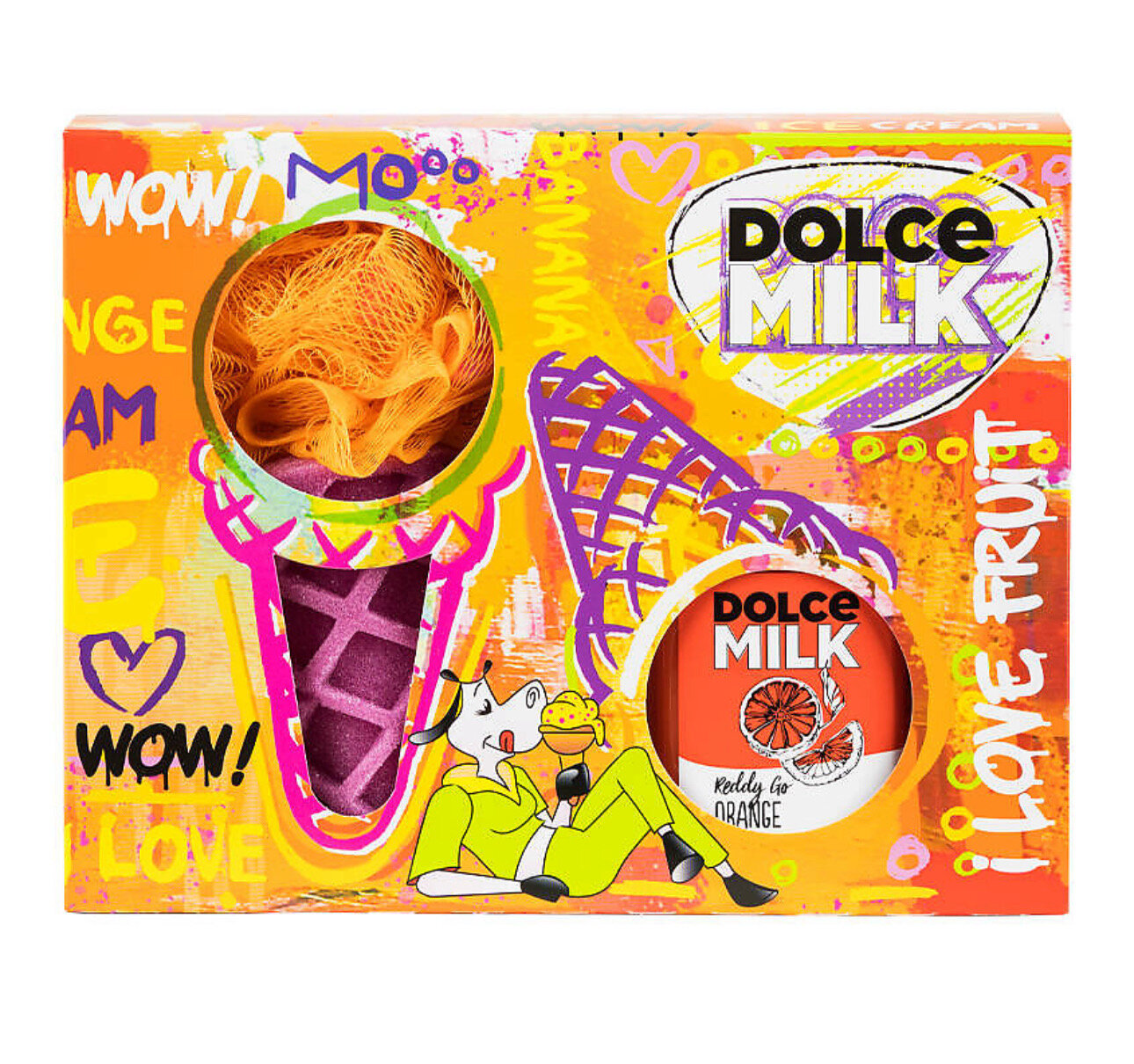 Подарочный набор женский Dolce Milk: мочалка + гель для душа, 300 мл