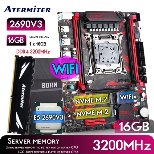 Комплект Atermiter X99 + Xeon E5 2690v.3 + DDR4 16Гб 3200Mhz