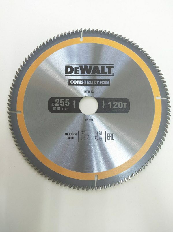 фото Диск пильный FlexVolt DeWalt DT1952, 255x30 мм, 120 зубьев для дерева