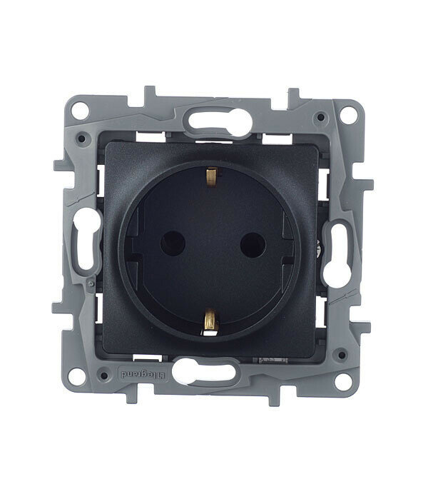 Розетка Legrand Etika встраиваемая антрацит со шторками (672622) Legrand 672631/672622