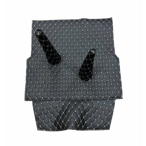 Коврик под рычаги КПП УАЗ Хантер 2 рычага чёрный ромб белая нить декоративная прострочка 2450₽