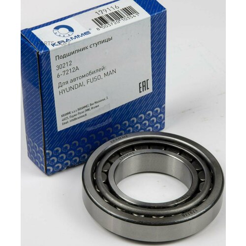KRAMME 179116 Подшипник ступицы KRAMME, дя ам HYUNDAI, FUSO, MAN 30212, 6-7212A, 179116