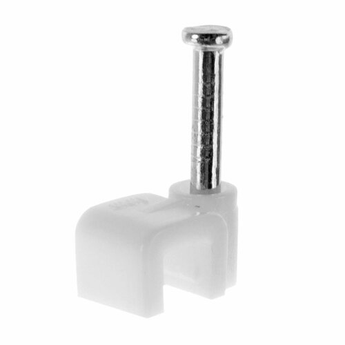 Скоба для кабеля Экопласт 6 мм плоская пластик цвет белый 50 шт 315₽