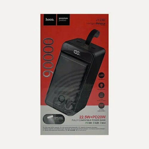 Изображение товара Внешний аккумулятор Hoco J123D 90000mAh, черный